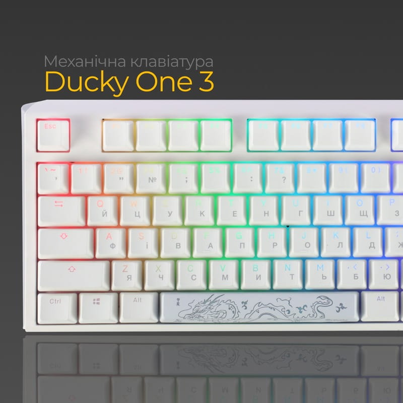 Клавіатура Ducky One 3 TKL Cherry MX Red RGB UA USB White (DKON2187ST-RUAPXPWWWSC1)