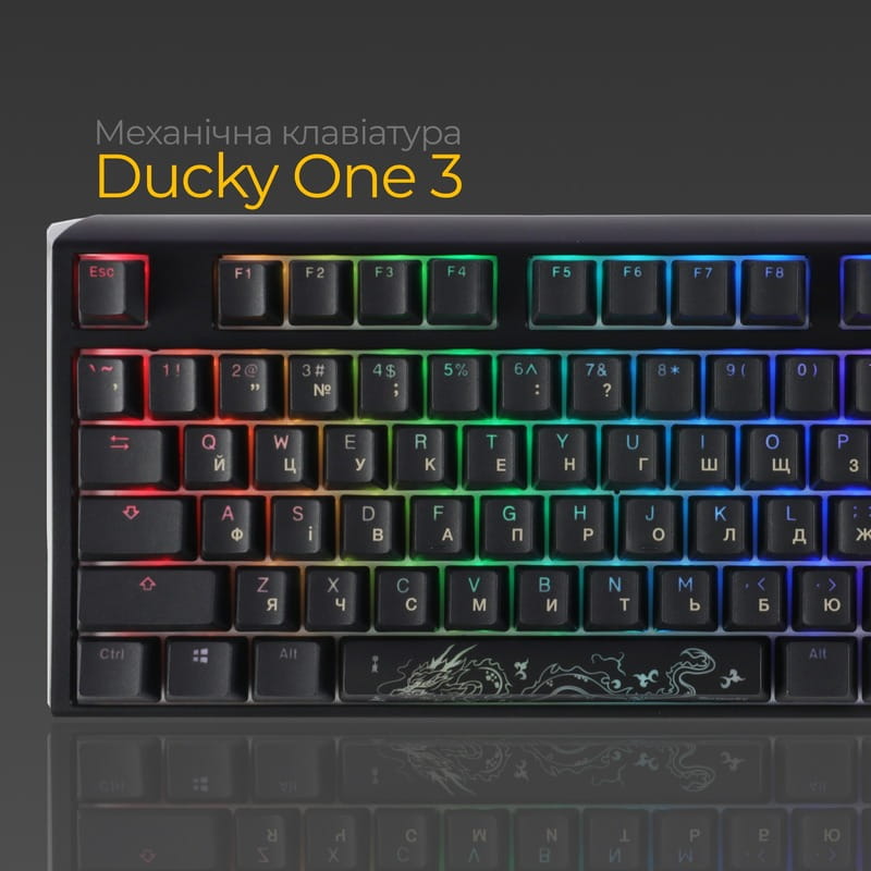 Клавиатура Ducky One 3 TKL Cherry MX Blue RGB UA USB Black (DKON2187ST-CUAPXCLAWSC1)