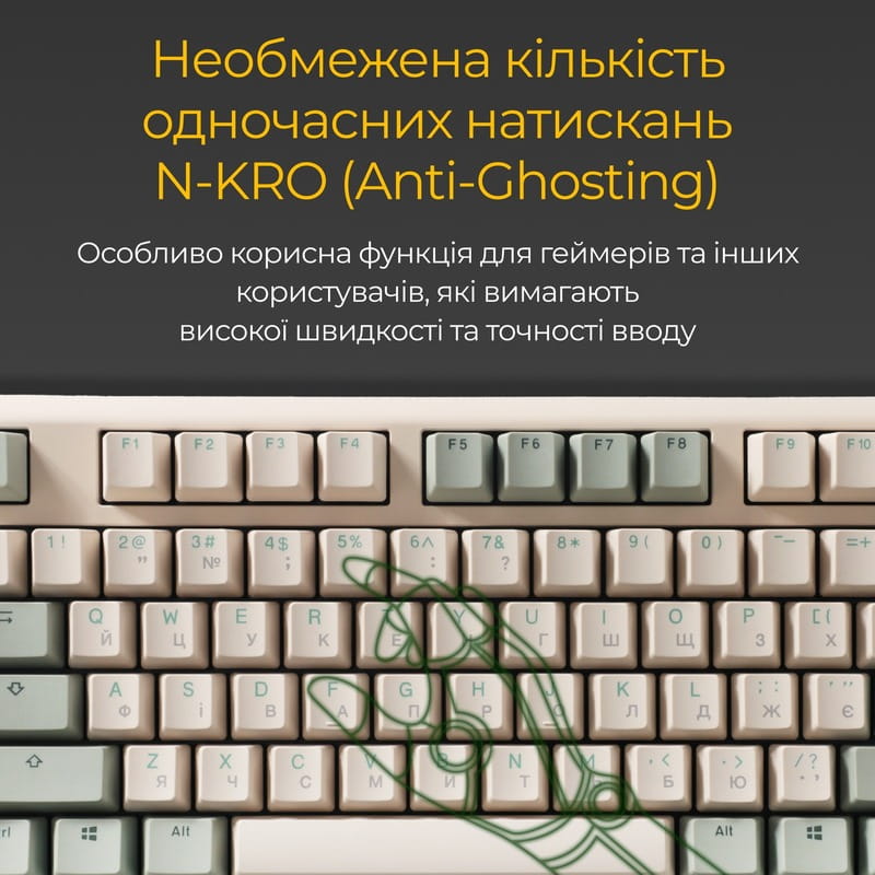 Клавіатура Ducky One 3 TKL Cherry MX Speed Silver UA USB Matcha Cream (DKON2187-PUAPXМAEGGC1)