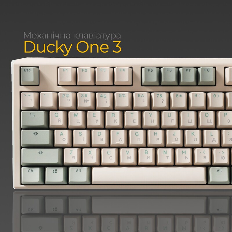 Клавіатура Ducky One 3 TKL Cherry MX Red UA USB Matcha Cream (DKON2187-RUAPXМAEGGC1)