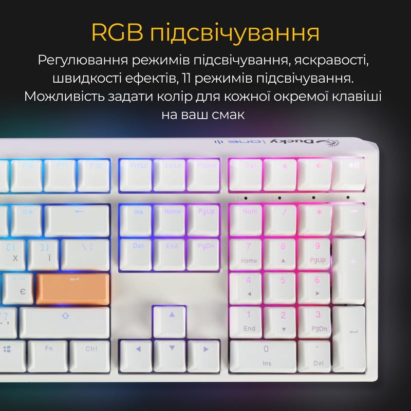 Клавиатура Ducky One 3 Cherry MX Speed Silver RGB UA USB White (DKON2108ST-PUAPXPWWWSC1)