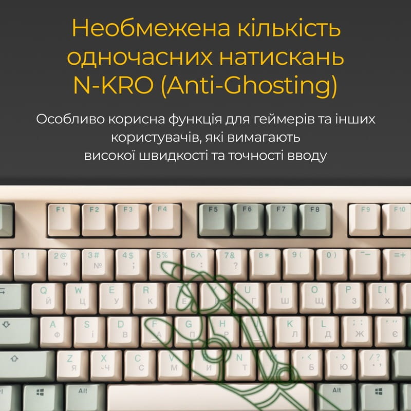 Клавіатура Ducky One 3 Cherry MX Speed Silver UA USB Matcha Cream (DKON2108-PUAPXМAEGGC1)