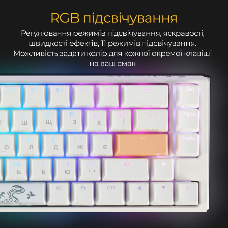 Клавіатура Ducky One 3 SF Cherry MX Red RGB UA USB White (DKON2167ST-RUAPXPWWWSC1)