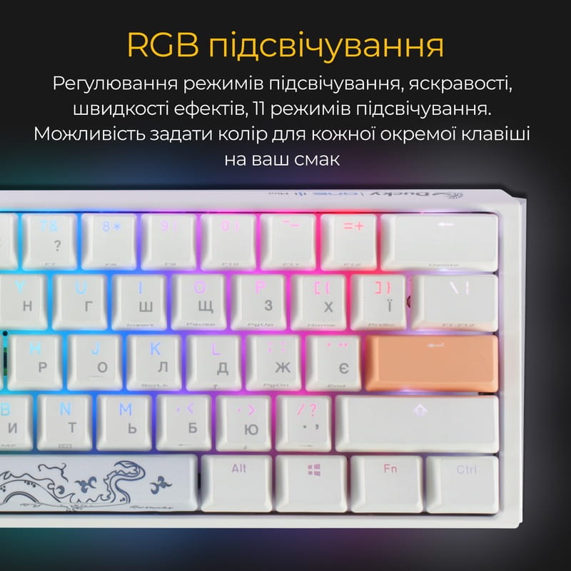 Клавиатура Ducky One 3 Mini Cherry MX Brown RGB UA USB White (DKON2161ST-BUAPXPWWWSC1)