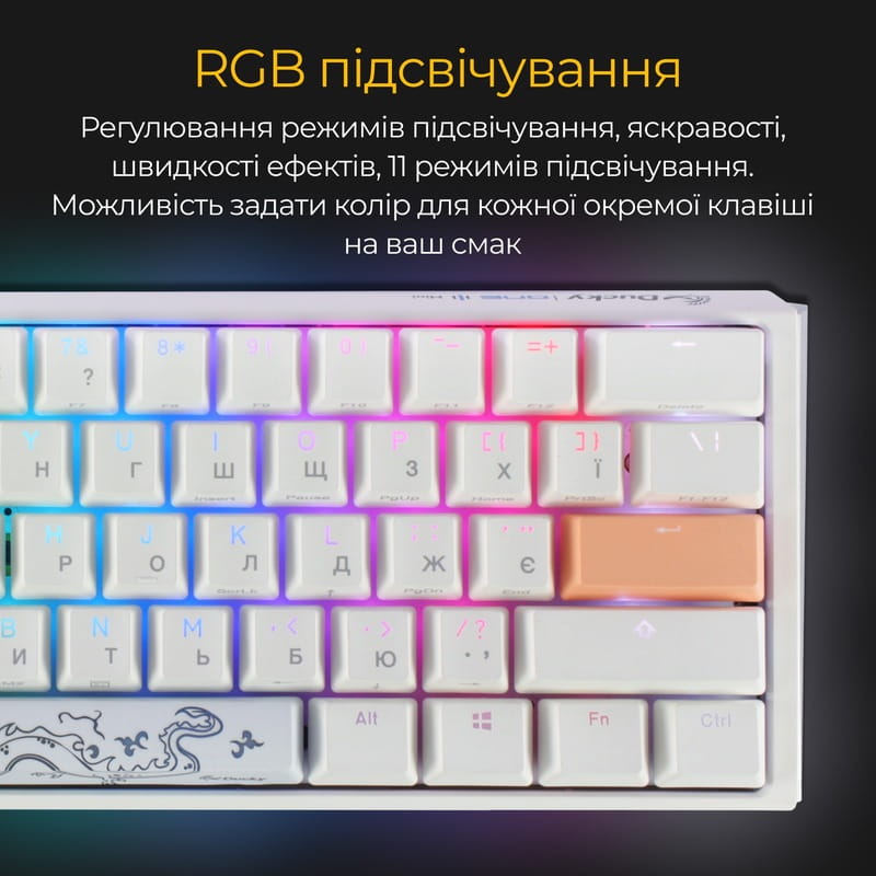 Клавіатура Ducky One 3 Mini Cherry MX Silent Red RGB UA USB White (DKON2161ST-SUAPXPWWWSC1)
