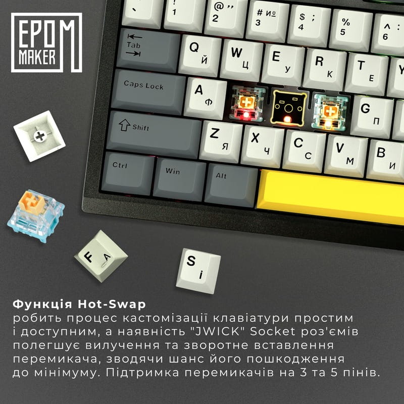 Клавиатура беспроводная Epomaker TH80 Pro V2 75% Sea Salt Silent Switch Hot-Swap (2.4G/BT/USB) LCD Screen RGB UA Black (TH80-PROV2-B-SS)