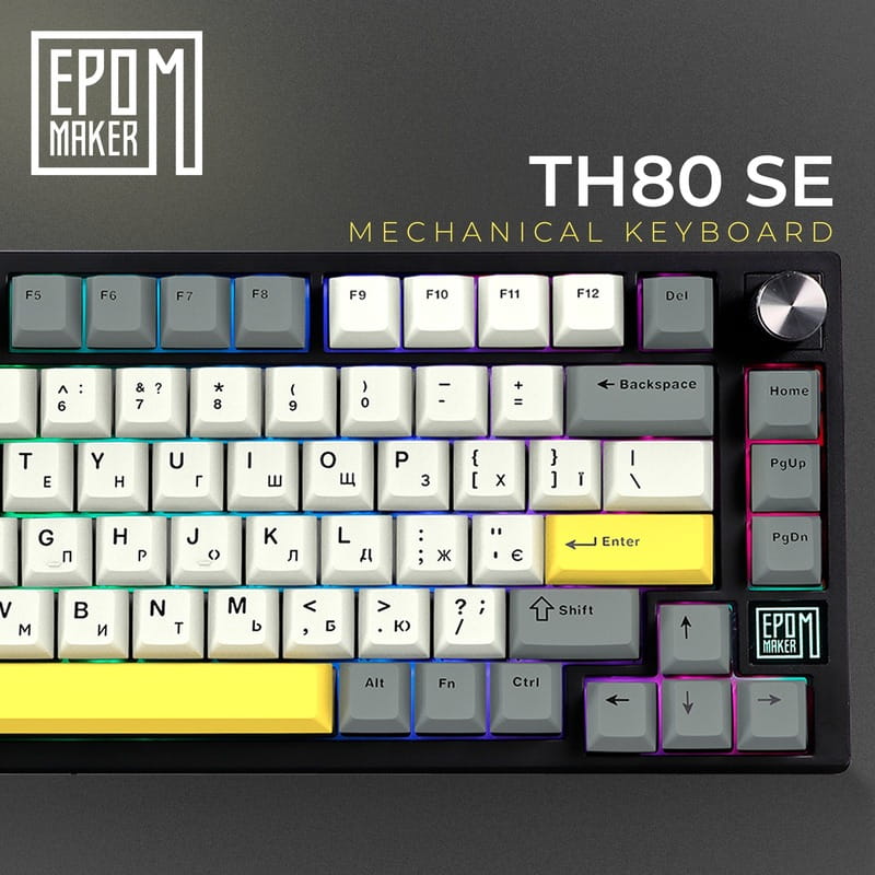 Клавіатура бездротова Epomaker TH80 SE 75% Flamingo Switch Hot-Swap (2.4G/BT/USB) RGB UA Black (TH80-SE-B-F)