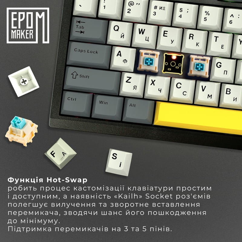 Клавіатура бездротова Epomaker TH80 SE 75% Budgerigar V2 Switch Hot-Swap (2.4G/BT/USB) RGB UA Black (TH80-SE-B-BV2)