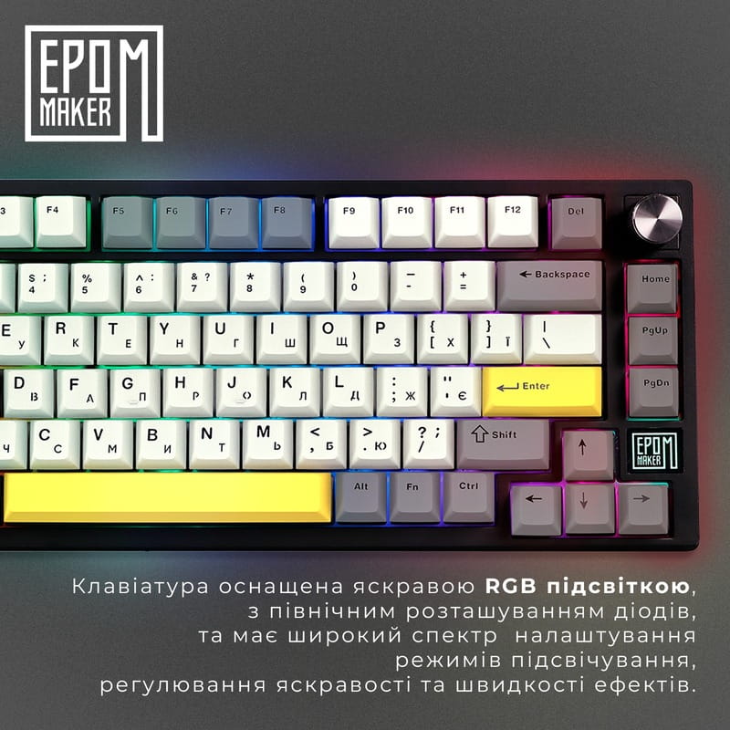 Клавіатура бездротова Epomaker TH80 SE 75% Budgerigar V2 Switch Hot-Swap (2.4G/BT/USB) RGB UA Black (TH80-SE-B-BV2)