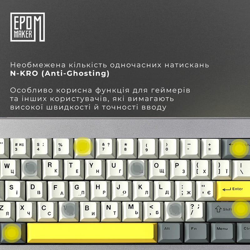 Клавіатура бездротова Epomaker Shadow-X 70% Flamingo Switch Hot-Swap (2.4G/BT/USB) LCD Screen RGB UA Black (SHX-B-F)