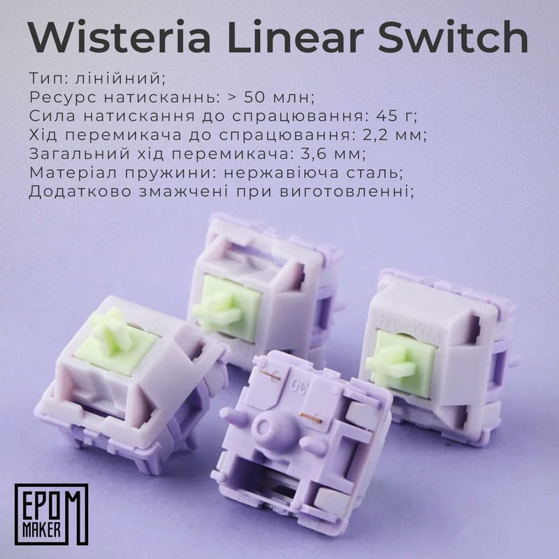 Клавіатура бездротова Epomaker Shadow-X 70% Wisteria Linear Switch Hot-Swap (2.4G/BT/USB) LCD Screen RGB UA White (SHX-W-WL)