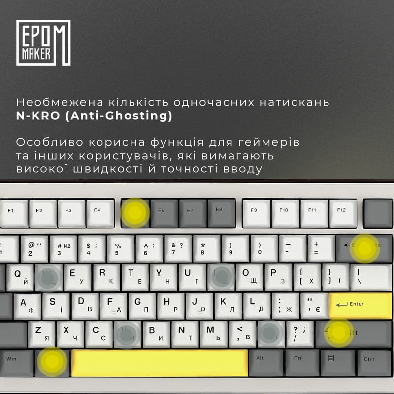 Клавіатура бездротова Epomaker Shadow-S TKL Mulan Switch Hot-Swap (2.4G/BT/USB) LCD Screen RGB UA White (SHS-W-M)