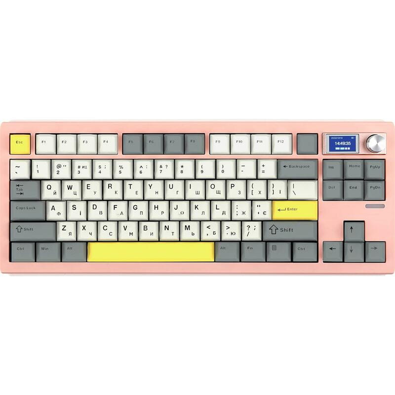 Клавіатура бездротова Epomaker Shadow-S TKL Wisteria Linear Switch Hot-Swap (2.4G/BT/USB) LCD Screen RGB UA Pink (SHS-P-WL)