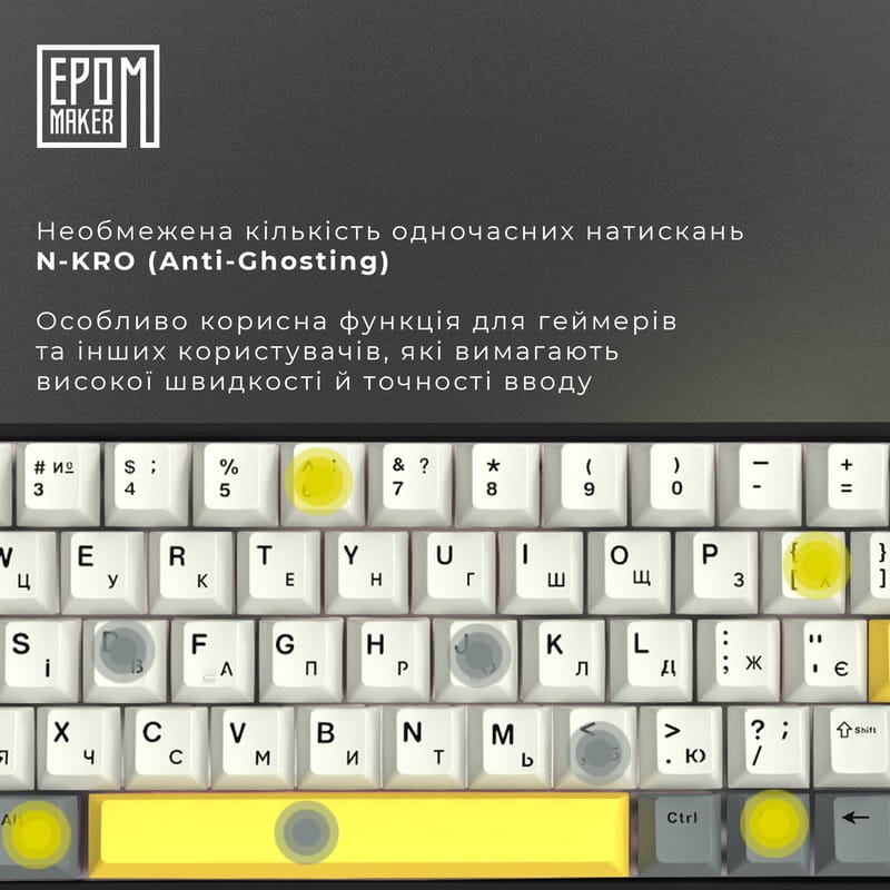 Клавіатура бездротова Epomaker EP64 60% Mulan Switch Hot-Swap (2.4G/BT/USB) RGB UA Black (EP64-B-M)