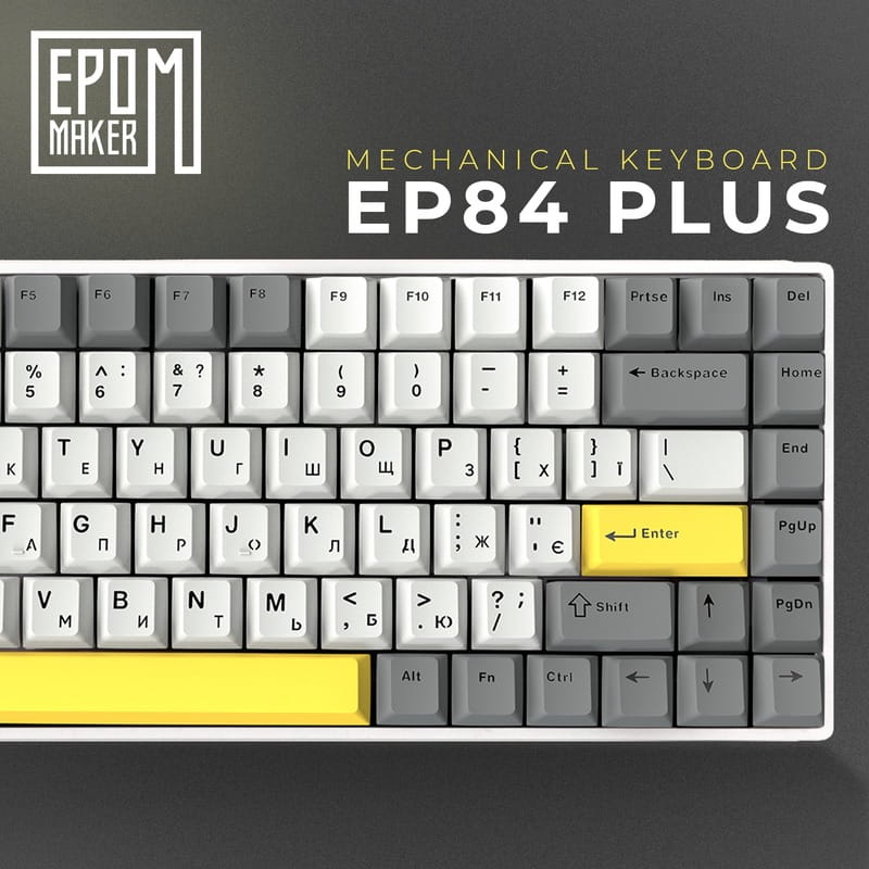 Клавіатура бездротова Epomaker EP84 Plus 75% Wisteria Linear Switch Hot-Swap (2.4G/BT/USB) RGB UA White (EP84-W-WL)