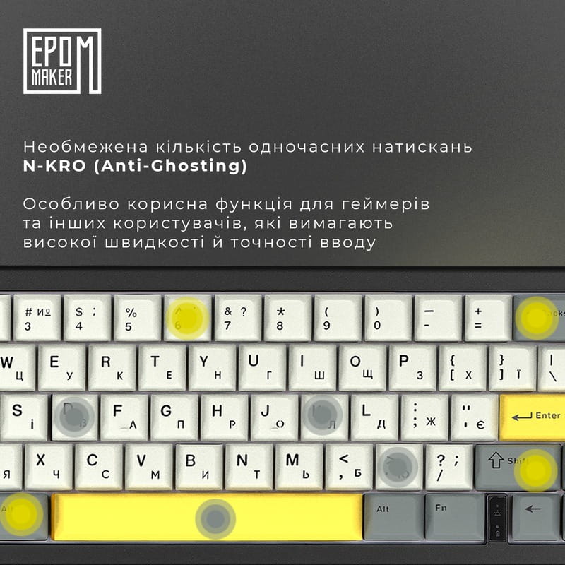 Клавіатура бездротова Epomaker EK68 65% Flamingo Switch Hot-Swap (2.4G/BT/USB) RGB UA Black (EK68-B-F)