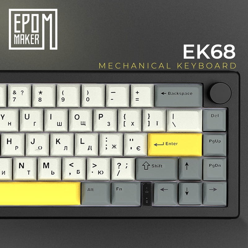 Клавиатура беспроводная Epomaker EK68 65% Flamingo Switch Hot-Swap (2.4G/BT/USB) RGB UA Black (EK68-B-F)