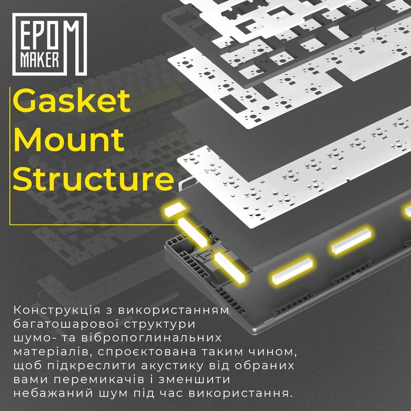 Клавіатура бездротова Epomaker EK68 65% Budgerigar V2 Switch Hot-Swap (2.4G/BT/USB) RGB UA Black (EK68-B-BV2)