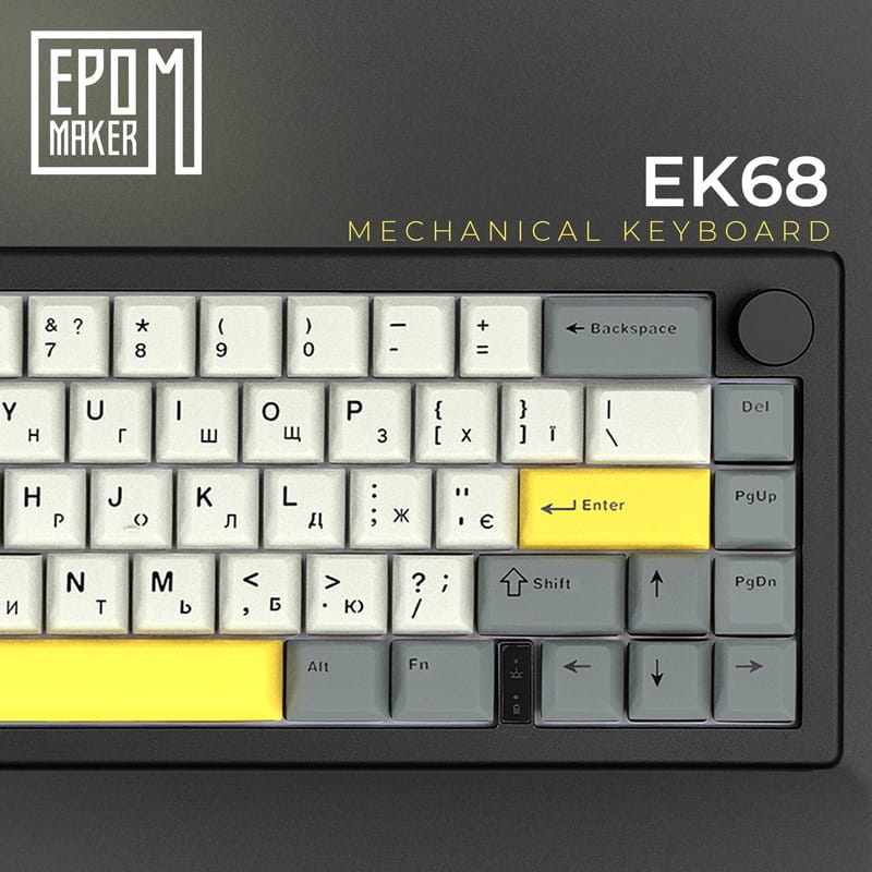 Клавіатура бездротова Epomaker EK68 65% Budgerigar V2 Switch Hot-Swap (2.4G/BT/USB) RGB UA Black (EK68-B-BV2)