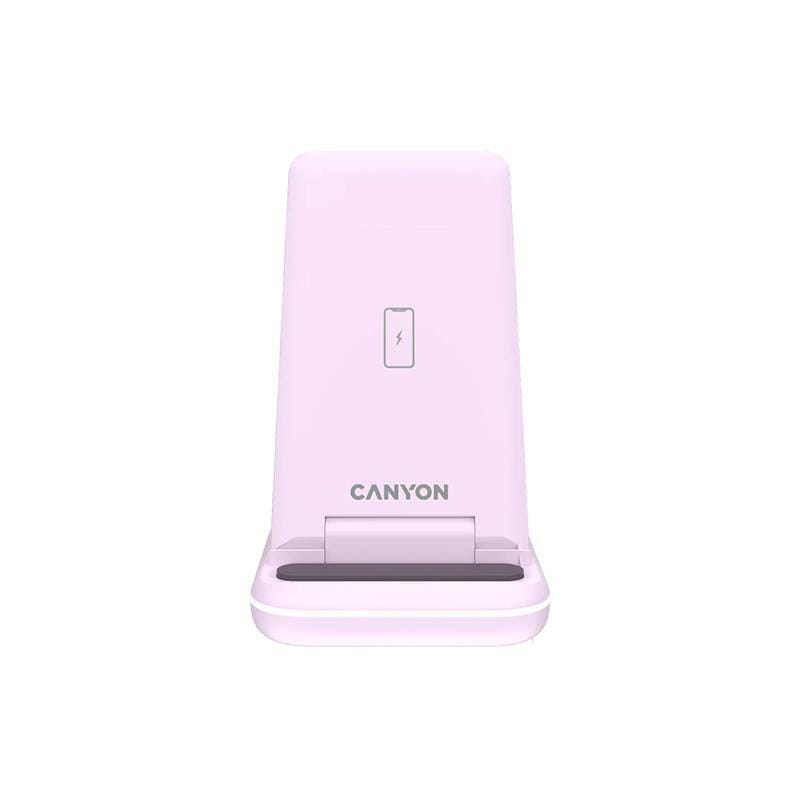 Беспроводное зарядное устройство Canyon WS-304 15W 2in1 Iced Pink (CNS-WCS304IP)