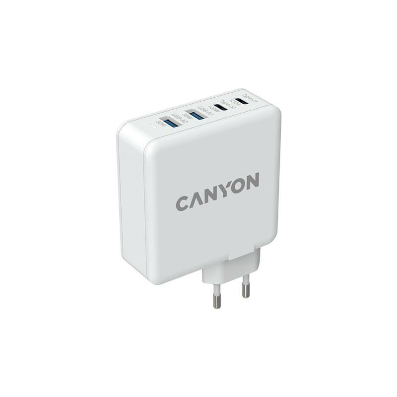 Мережевий зарядний пристрій Canyon H-100 (4USB) GaN PD 100W QC3.0 White (CND-CHA100W01)