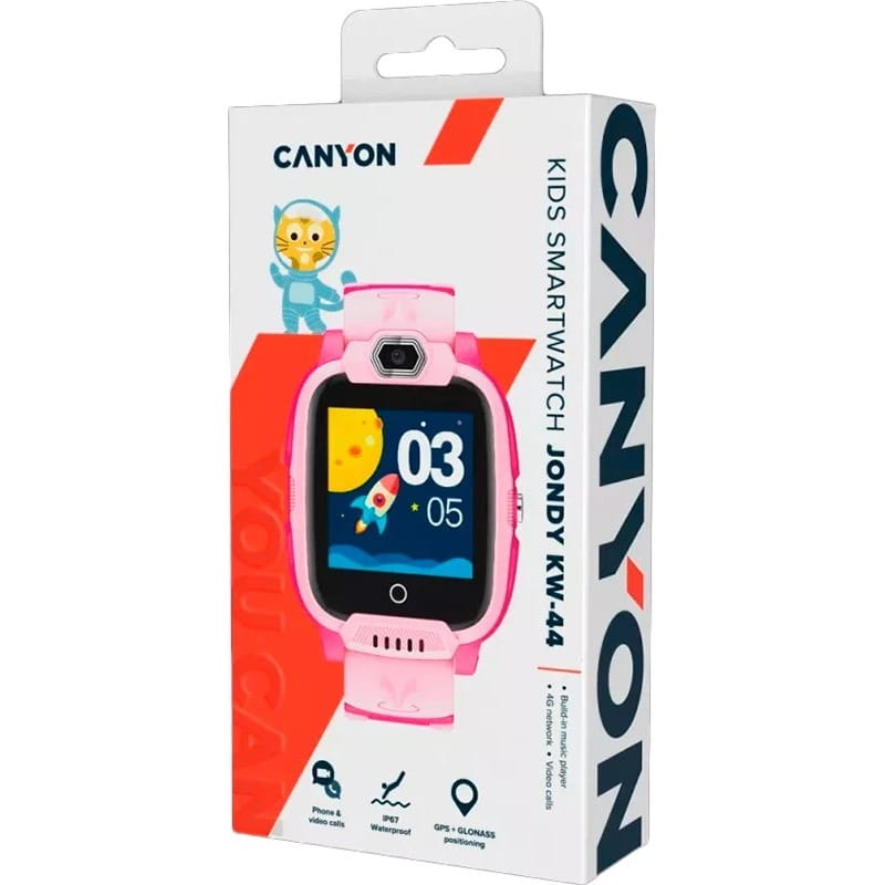 Дитячий смарт-годинник Canyon Jondy KW-44 4G Camera GPS Music Pink (CNE-KW44PP)