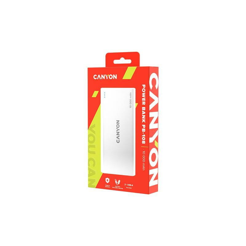 Универсальная мобильная батарея Canyon PB-108 10000mAh White (CNE-CPB1008W)