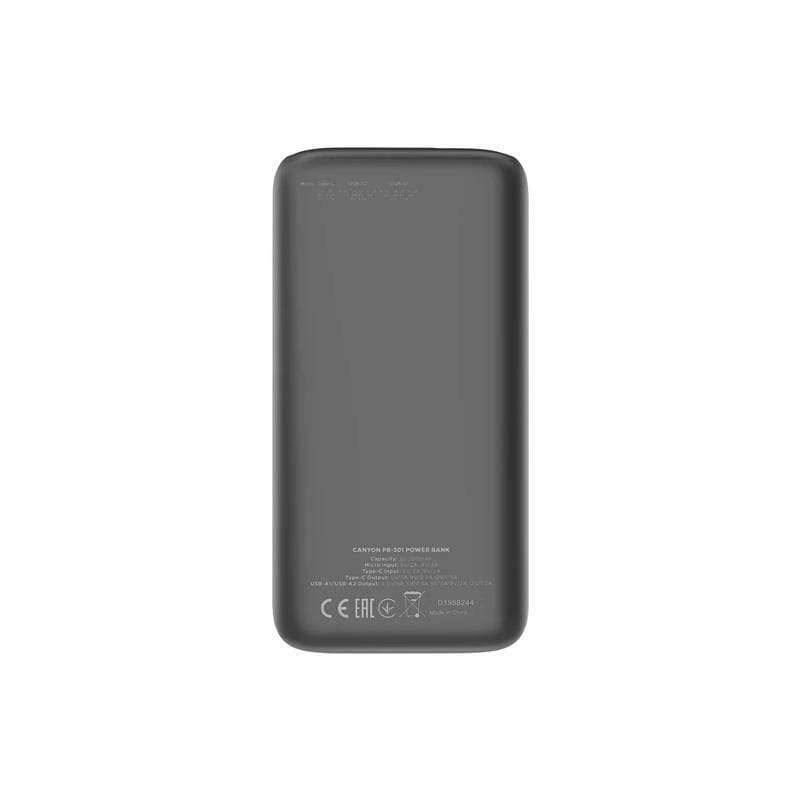 Універсальна мобільна батарея Canyon PB-301 LED 30000mAh Black (CNE-CPB301B)