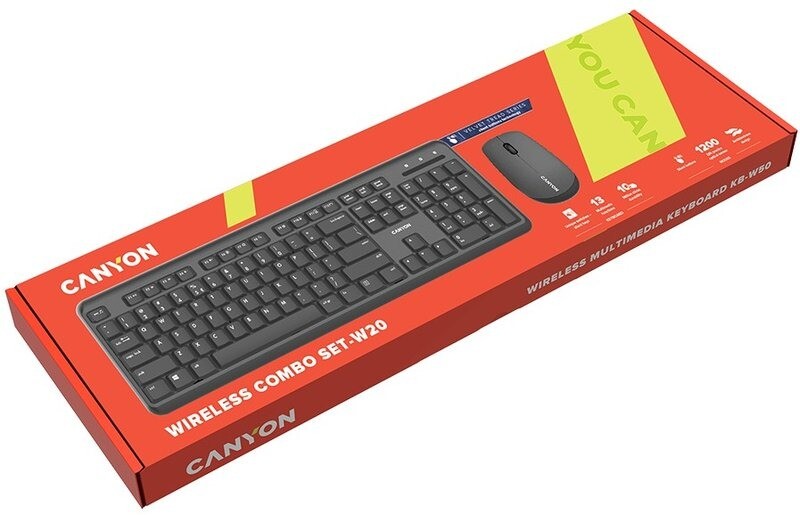 Комплект (клавіатура, миша) бездротовий Canyon SET-W20 UK/US Velvet Black (CNS-HSETW02)