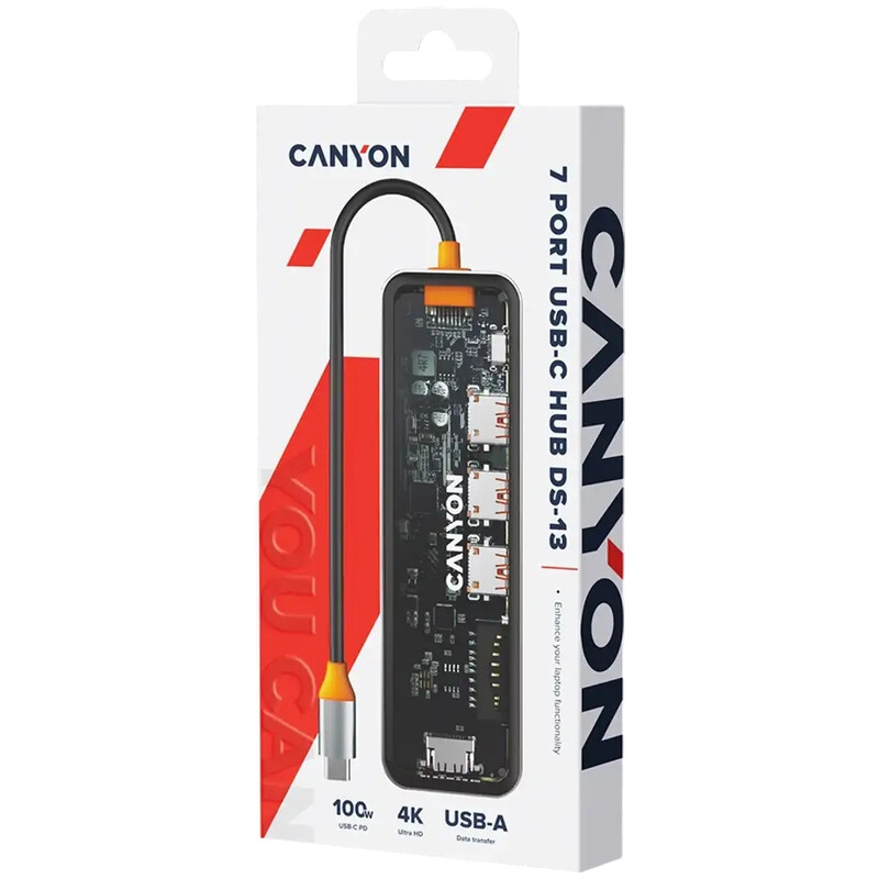 Док-станция Canyon DS-13 7in1 Transparent Space Grey (CNS-TDS13)