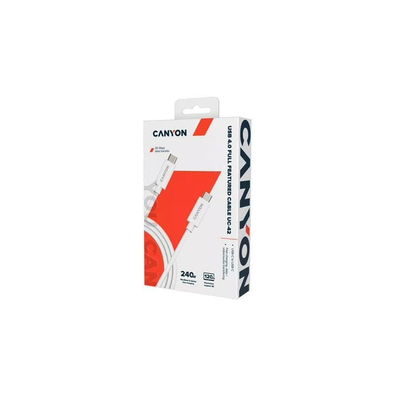 Кабель Canyon UC-42 USB Type-C - USB Type-C (M/M) 240W 2 м, White (CNS-USBC42W)