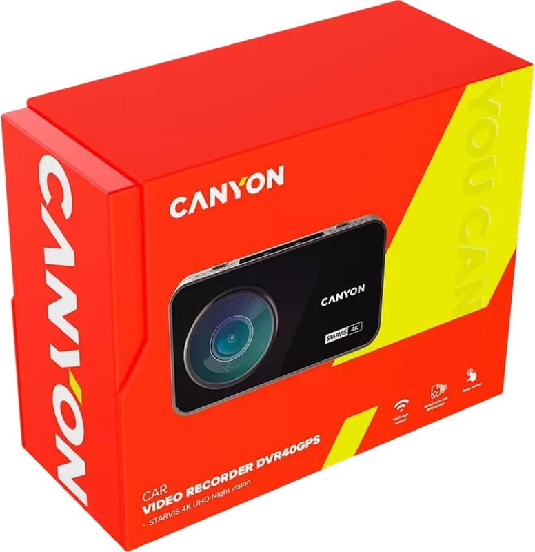 Відеореєстратор Canyon DVR40GPS UltraHD 4K 2160p GPS Wi-Fi Black (CND-DVR40GPS)