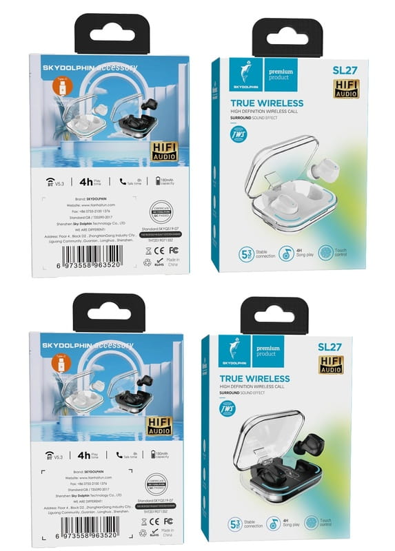 Bluetooth-гарнитура SkyDolphin TWS SL27 Black (SDBTE-000192)
