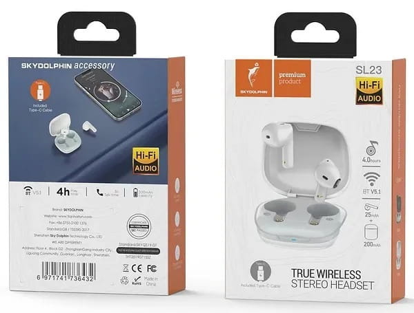 Bluetooth-гарнитура SkyDolphin TWS SL23 White (SDBTE-000181)