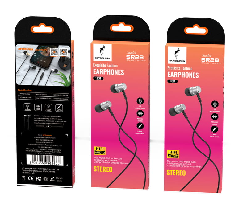 Гарнитура SkyDolphin SR28 Metal with mic Silver (SDHF-000473)