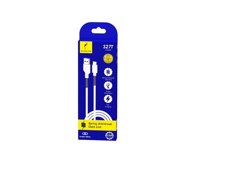 Кабель SkyDolphin S27T Spring Anti-Brake USB - USB Type-C (M/M), 1 м, White (SDUSB-000610)