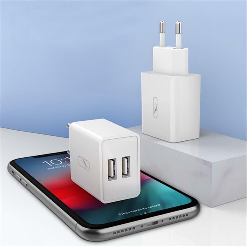 Зарядное устройство SkyDolphin SC30V (2USB, 2.1A) White (SDMZP-000114) + кабель microUSB