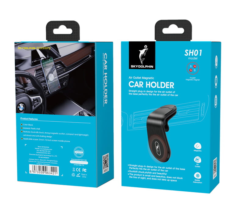 Держатель для смартфона SkyDolphin SH01 Air Outlet Magnetic Holder Black (SDAT-000084)