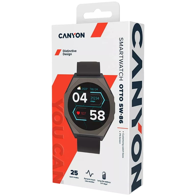 Смарт-часы Canyon Otto SW-86 Black (CNS-SW86BB)