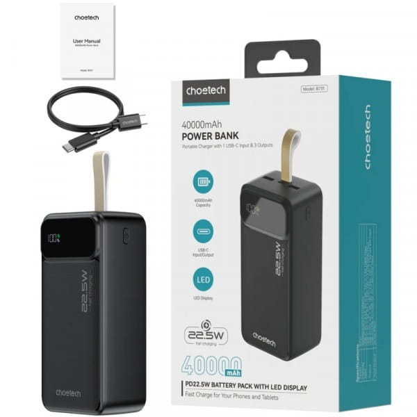 Універсальна мобільна батарея Choetech 40000mAh Black (B731-ACBK)