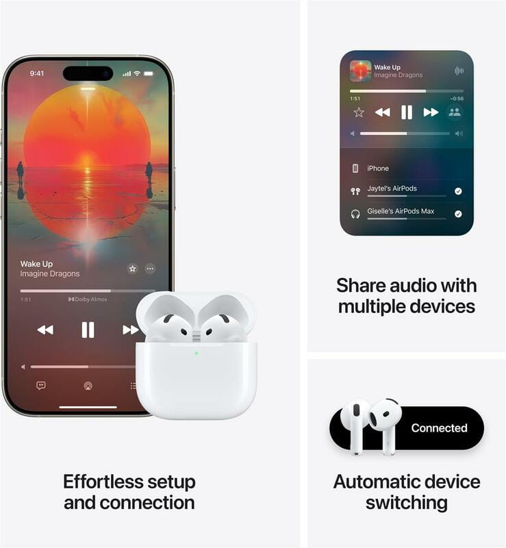 Bluetooth-гарнiтура Apple AirPods 4 with Active Noise Cancellation White (MXP93ZE/A)