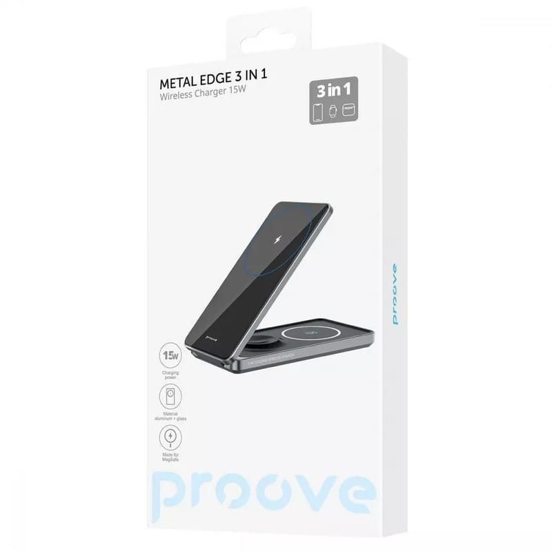 Беспроводное зарядное устройство Proove Metal Edge 3in1 15W Gray (WSME15010003)