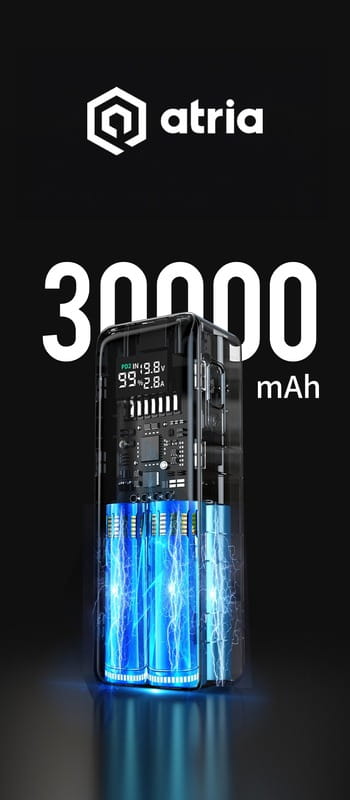 Универсальная мобильная батарея Atria 160W 30000mAh Black (WPD-160S)