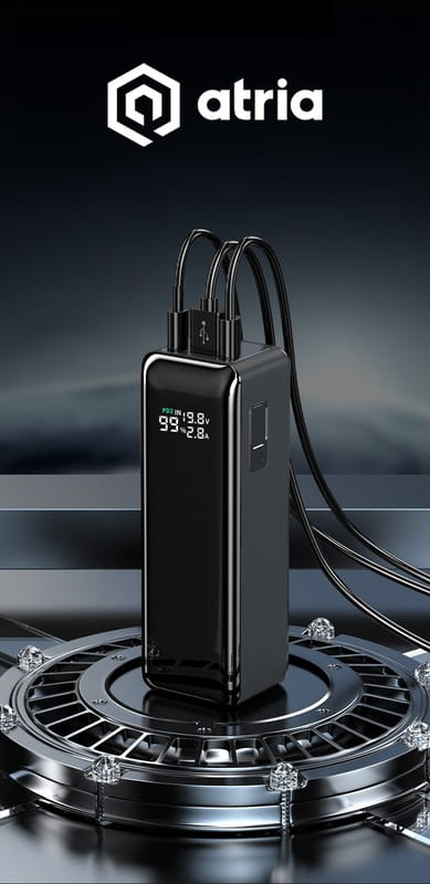 Универсальная мобильная батарея Atria 160W 30000mAh Black (WPD-160S)