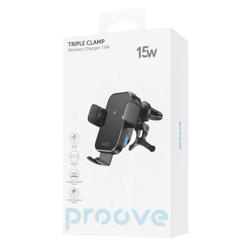 Бездротовий зарядний пристрій Proove Triple Clamp 15W Black (WHTC15010001)