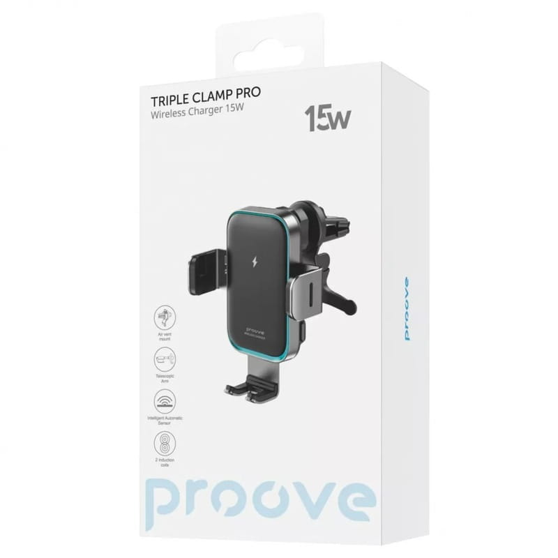 Бездротовий зарядний пристрій Proove Triple Clamp Pro 15W Metallic Gray (WHTP15010004)