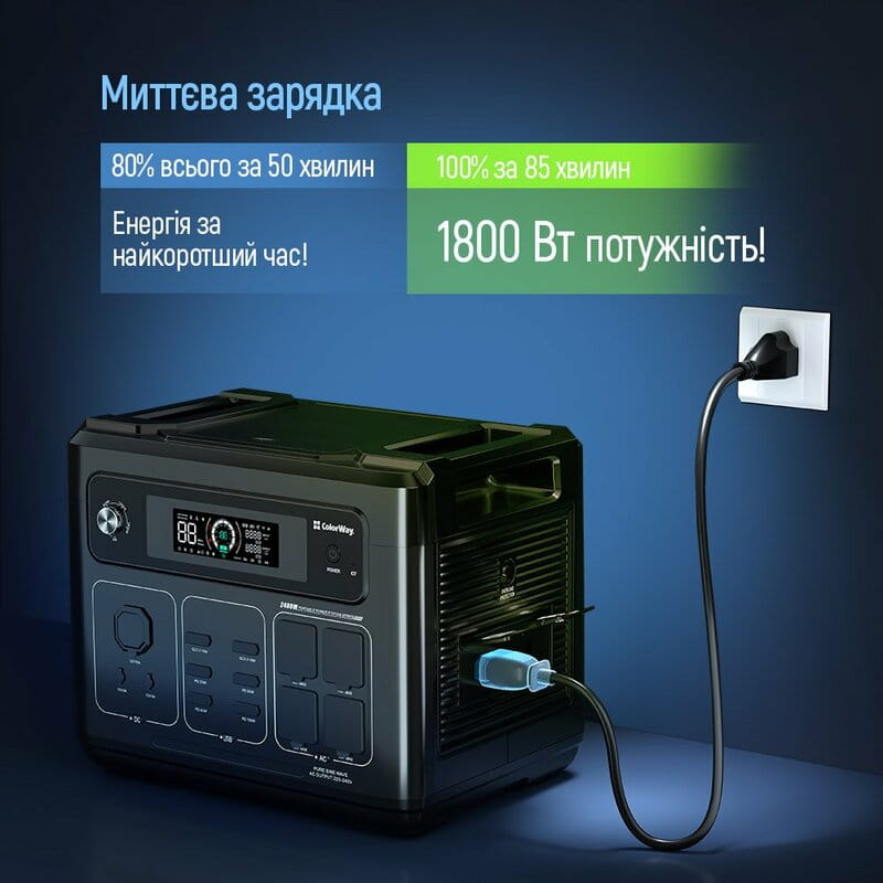 Зарядна станція ColorWay 2400W 2048Wh LiFePO4 (CW-PR-2K2W-01)