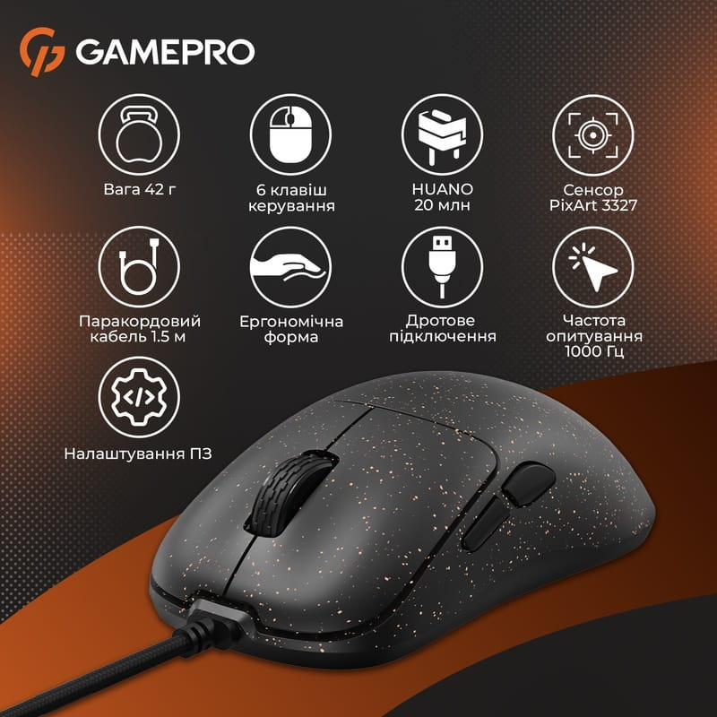 Миша GamePro GM690D Black/Orange