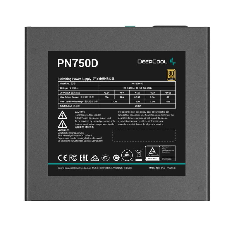 Блок питания DeepCool PN750D V2 (R-PN750D-FC0B-EU-V2) 750W