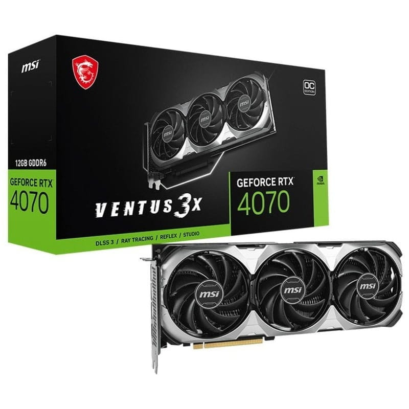 Відеокарта GF RTX 4070 12GB GDDR6X Ventus 3X E1 OC MSI (GeForce RTX 4070 VENTUS 3X E1 12G OC)